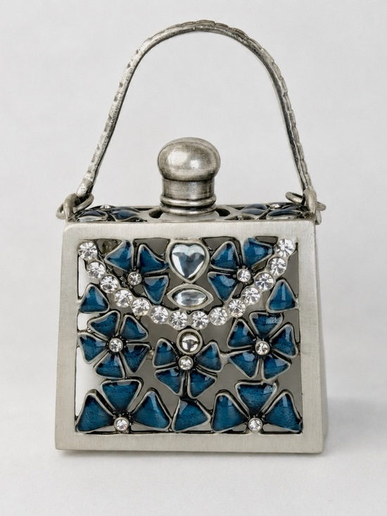 Other - Vintage Mini Purse Perfume Decanter NOS Blue Rhinestone w Box